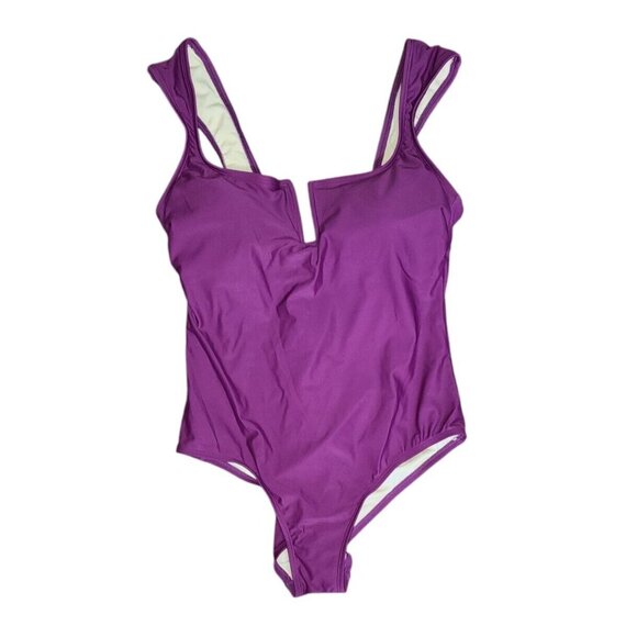 Shade & Shore Swimsuit Womens Size L Large Solid All Purple One Piece - Picture 1 of 6